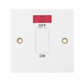 Selectric LG963 Square White 1 Gang 45A 2 Pole White Rocker Neon Cooker Switch image