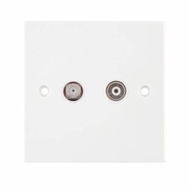 Selectric LGSAT/2 Square White 1x F-Type Satellite 1x Coaxial/Aerial TV/FM Isolated Socket image