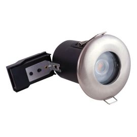 Selectric PUSHGLO-17 PushGlo Satin Chrome IP65 50W Max 83mm LED GU10 Fire and Acoustic Rated Fixed Downlight