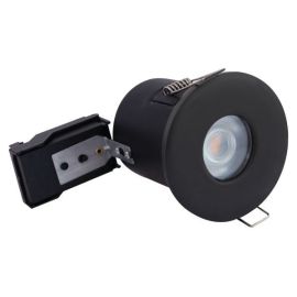 Selectric PUSHGLO-20 PushGlo Matt Black IP65 50W Max 89mm LED GU10 Fire and Acoustic Rated Fixed Downlight