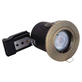 Selectric PUSHGLO-21 PushGlo Antique Brass 50W Max 89mm LED GU10 Fire and Acoustic Rated Fixed Downlight image