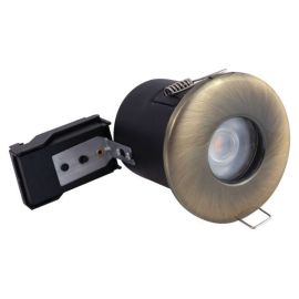 Selectric PUSHGLO-23 PushGlo Antique Brass IP65 50W Max 89mm LED GU10 Fire and Acoustic Rated Fixed Downlight