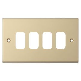 Selectric SGRID360-240 GRID360 Satin Brass 4 Aperture 5M Modular Front Plate image