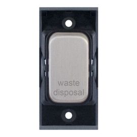 Selectric SGRID360-367 GRID360 Satin Chrome 20A 2 Pole WASTE DISPOSAL Switch Module - Black Insert image