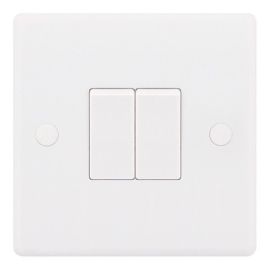 Selectric SSL502 Smooth White 2 Gang 10AX 2 Way Plate Light Switch image