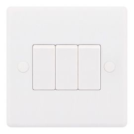 Selectric SSL503 Smooth White 3 Gang 10AX 2 Way Plate Light Switch image