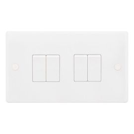Selectric SSL504 Smooth White 4 Gang 10AX 2 Way Plate Light Switch