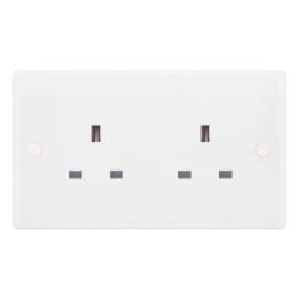 Selectric SSL520 Smooth White 2 Gang 13A Unswitched Socket image