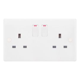Selectric SSL524 Smooth White 2 Gang 13A 2 Pole Switched Socket image