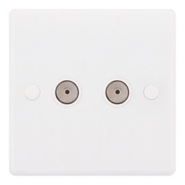 Selectric SSL536 Smooth White 2 Gang Coaxial/Aerial TV/FM Socket