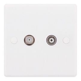 Selectric SSL538 Smooth White 1x F-Type Satellite 1x Coaxial/Aerial TV/FM Isolated Socket image