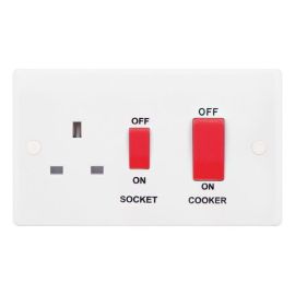 Selectric SSL564 Smooth 45A Cooker Unit 13A Red Rockers Switched Socket image