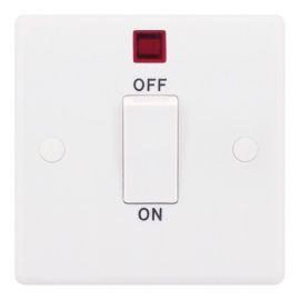 Selectric SSL567 Smooth White 1 Gang 45A 2 Pole White Rocker Neon Cooker Switch image