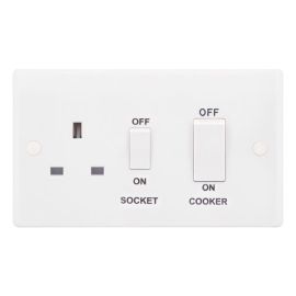 Selectric SSL569 Smooth White 45A Cooker Unit 13A White Rockers Switched Socket