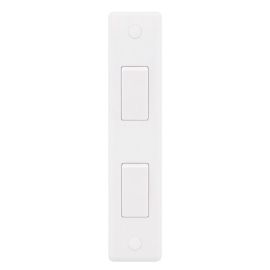 Selectric SSL571 Smooth White 2 Gang 10AX 2 Way Architrave Plate Switch image