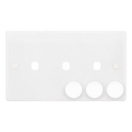 Selectric SSL592 Smooth White 3 Gang Empty Dimmer Plate with Knobs