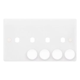 Selectric SSL593 Smooth White 4 Gang Empty Dimmer Plate with Knobs