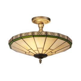 Searchlight SLI-4417-17 New York Tiffany Glass IP20 40W E14 Candle Semi-Flush Ceiling Light image