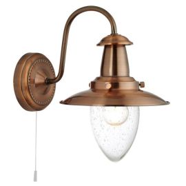 Searchlight SLI-5331-1CU Fisherman II Copper IP20 60W E27 Candle Wall Light With Seeded Glass Shade