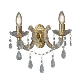 Searchlight SLI-699-2 Marie Therese Polished Brass Clear Crystal IP20 2x60W E14 Candle Wall Bracket