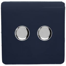 Navy Screwless 2 Gang 2 Way 120W LED Dimmer Switch