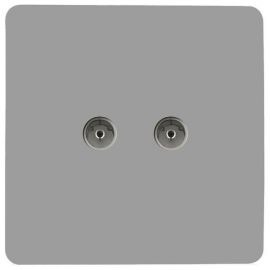 Light Grey Screwless 2 Gang Co-Axial (TV) Socket image