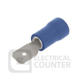 Unicrimp QBPO63M Blue Male Push-On Pre-Insulated Terminals 6.3 x 0.8mm (100 Pack, 0.04 each) image