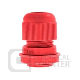 Unicrimp QCGM20RED Red Nylon Skintop IP68 Cable Glands with Locknut and Washer 20mm (10 Pack, 0.26 each) image