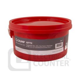 Unicrimp QTT2U Red Plastic Wall Plugs and 8 x 1.5 Inch Countersunk Screws Tradesman Tub