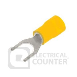 Unicrimp QYF6 Yellow Fork Spade Pre-Insulated Terminals 6mm (100 Pack, 0.06 each) image