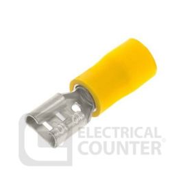 Unicrimp QYPO63F Yellow Female Push-On Pre-Insulated Terminals 6.3 x 0.8mm (100 Pack, 0.07 each)