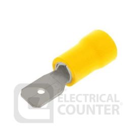 Unicrimp QYPO63M Yellow Male Push-On Pre-Insulated Terminals 6.3 x 0.8mm (100 Pack, 0.06 each)