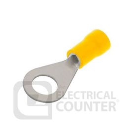 Unicrimp QYR10 Yellow Ring Hole Pre-Insulated Terminals 10mm (100 Pack, 0.10 each) image