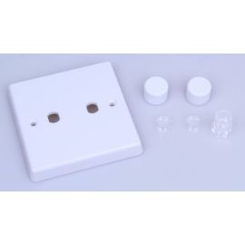 Varilight WQ2W Matrix White Plastic 2 Gang Rotary Dimmer Kit image