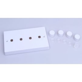 Varilight WQD4W Matrix White Plastic 4 Gang Twin Plate Rotary Dimmer Kit