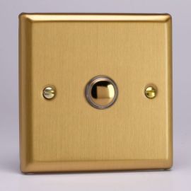 Varilight XBM1 Classic Brushed Brass 1 Gang 6A 1-Way Push-to-Make Momentary Switch image