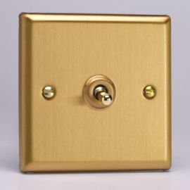 Varilight XBT1 Classic Brushed Brass 1 Gang 10A 1- or 2-Way Toggle Switch