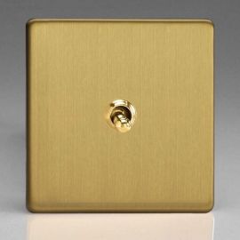 Varilight XDBT1S Screwless Brushed Brass 1 Gang 10A 1- or 2-Way Toggle Switch
