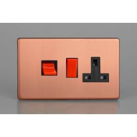 Varilight XDY45PBS.BC Urban Screwless Brushed Copper 45A Switch 13A Switched Socket Cooker Control Unit