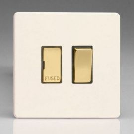 Varilight XDY6VDS.PD Screwless Primed 13A Double Pole Switched Fused Spur Unit - Brass Insert image