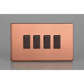 Varilight XDY9S.BC Urban Screwless Brushed Copper 4 Gang 10A 1- or 2-Way Rocker Switch