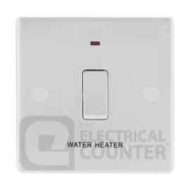 BG Electrical 833WH Moulded White Round Edge 1 Gang 20A 2 Pole Flex Outlet Neon 'Water Heater' Switch