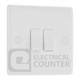 BG Electrical 842 Moulded White Round Edge 2 Gang 20A 16AX 2 Way Plate Switch