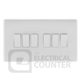 BG Electrical 846 Moulded White Round Edge 6 Gang 20A 16AX 2 Way Plate Switch image