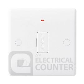BG Electrical 857 Moulded White Round Edge 13A Flex Outlet Neon Unswitched Fused Spur Unit image