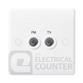 BG Electrical 866 Moulded White Round Edge 2 Gang Diplex TV and FM Socket image