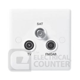 BG Electrical 867 Moulded White Round Edge 3 Gang Triplex TV FM and SAT Socket image