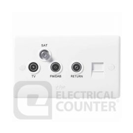 BG Electrical 868 Moulded White Round Edge Triplex TV FM and Satellite Socket with BT Outlet and Coaxial Return image