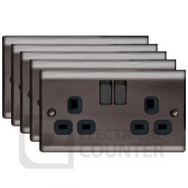 BG NBN22B 5 Pack Nexus Metal Black Nickel 2 Gang 13A Switched Socket (5 Pack, £5.12 each)