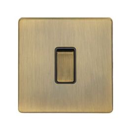 Eurolite AB1SWB Concealed 3mm Screwless Antique Brass 1 Gang 10A 2 Way Switch image